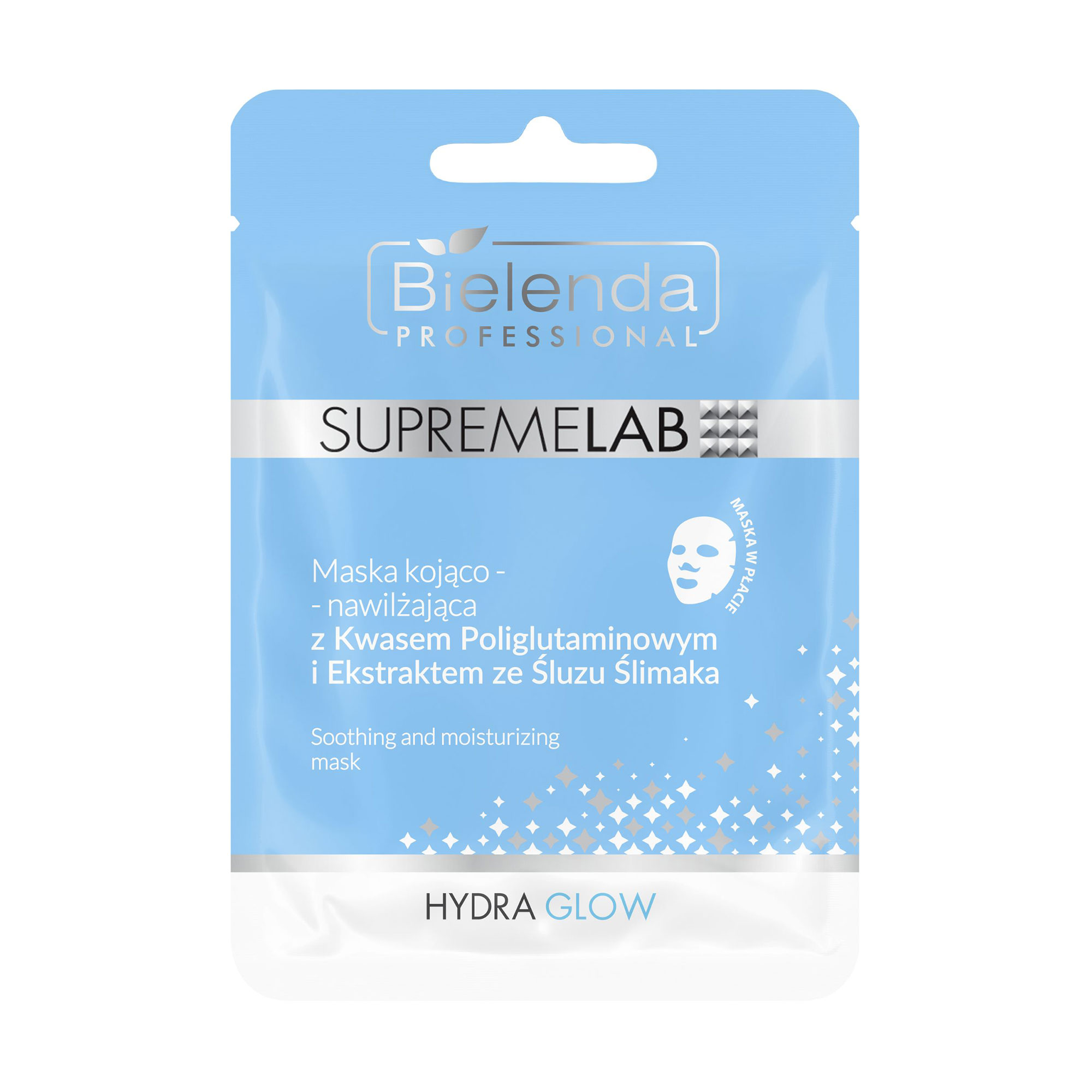 Заспокійлива та зволожувальна тканинна маска для обличчя Bielenda Professional Supremelab Hydra Glow Soothing And Moisturizing Mask, 20 г